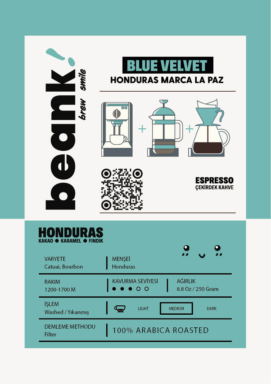 beank! %100 Arabica Honduras | Blue Velvet | Espresso | 1000g